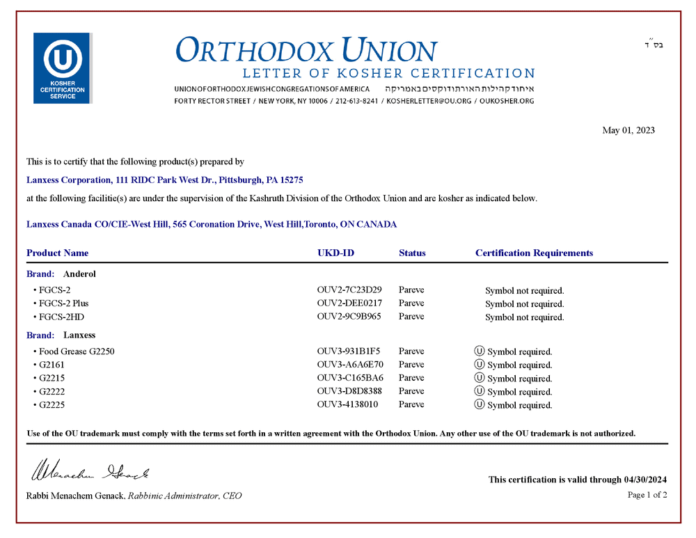 Anderol certification